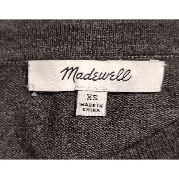 Madewell Fine Knit Lightweight Tie Front Sweater Charcoal Gray XS - Picture 6 of 7